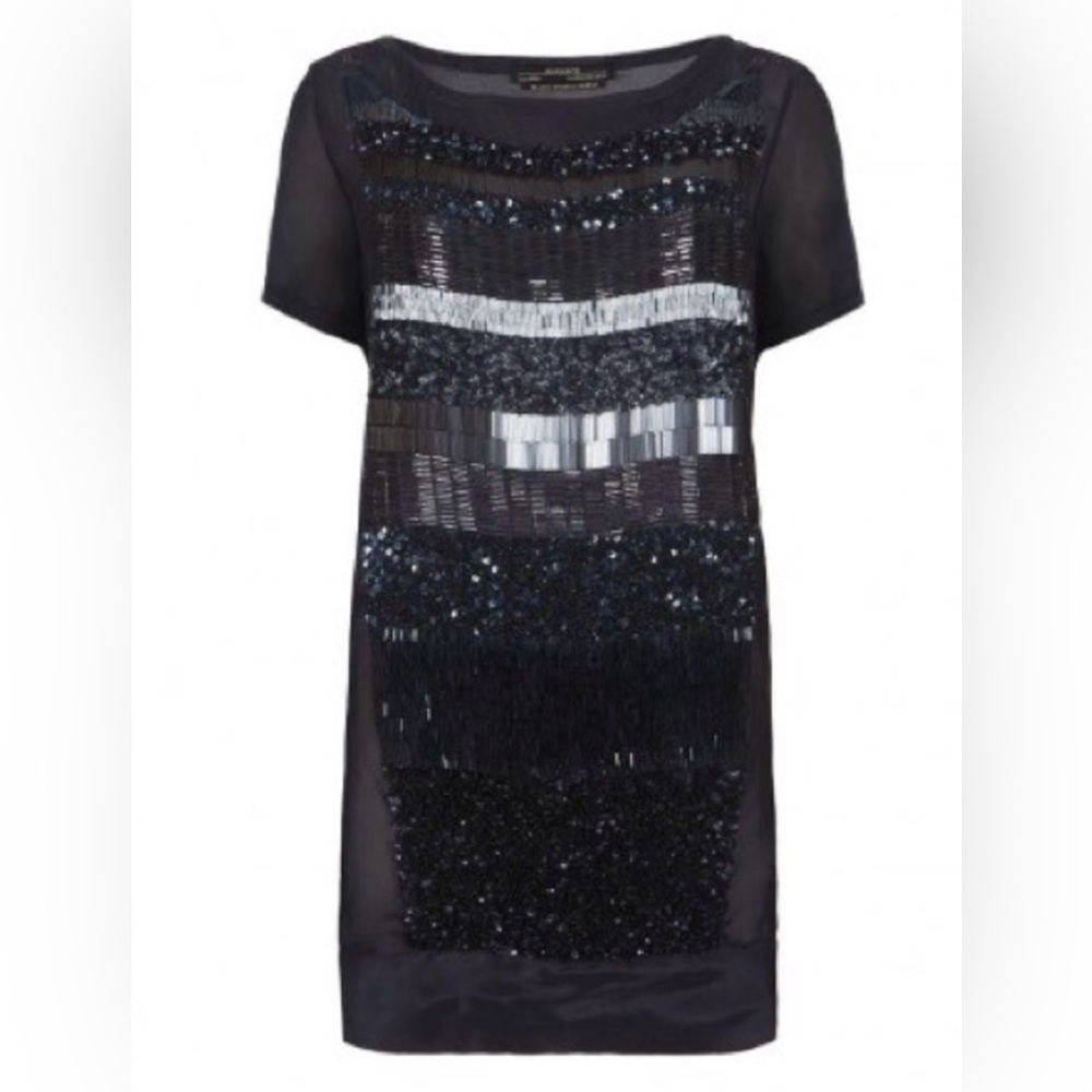 NWT All Saints Suki beaded navy dress